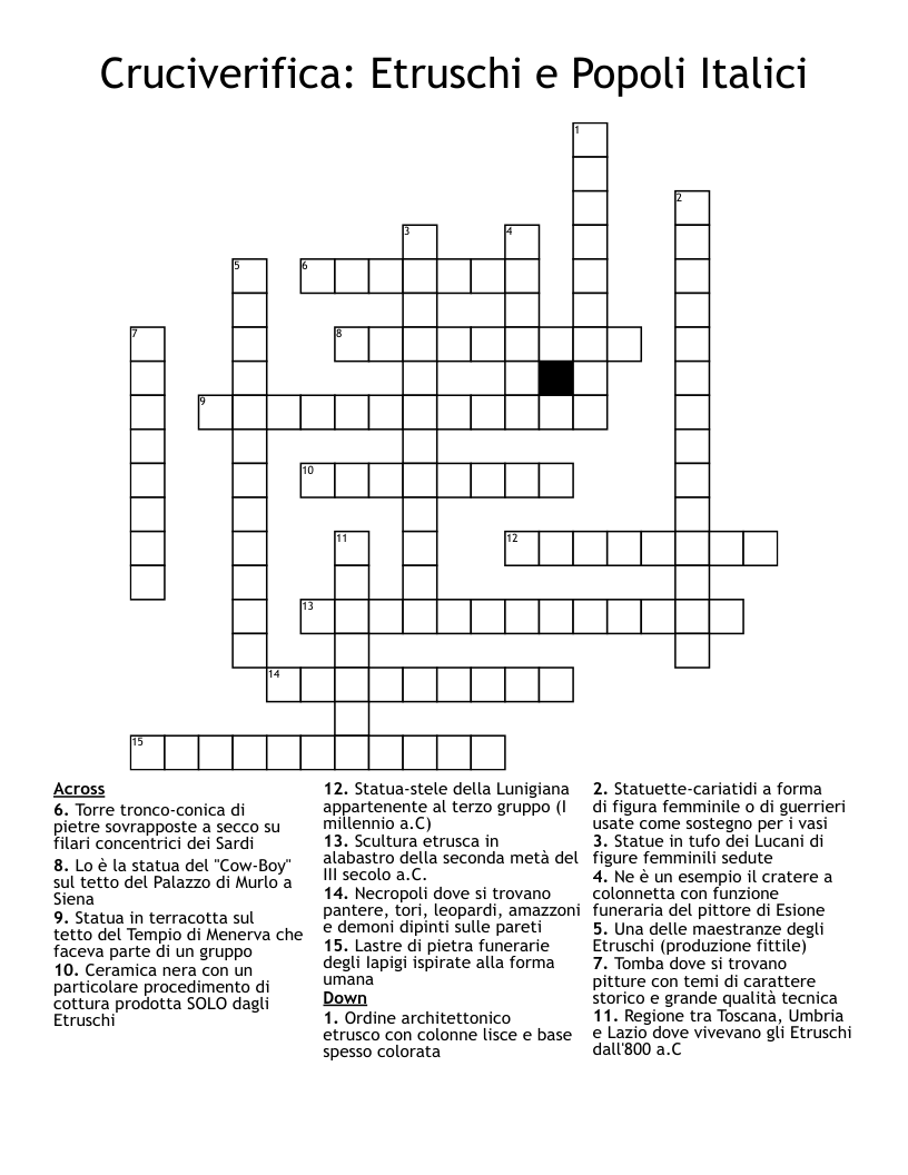 Cruciverifica: Etruschi e Popoli Italici  Crossword