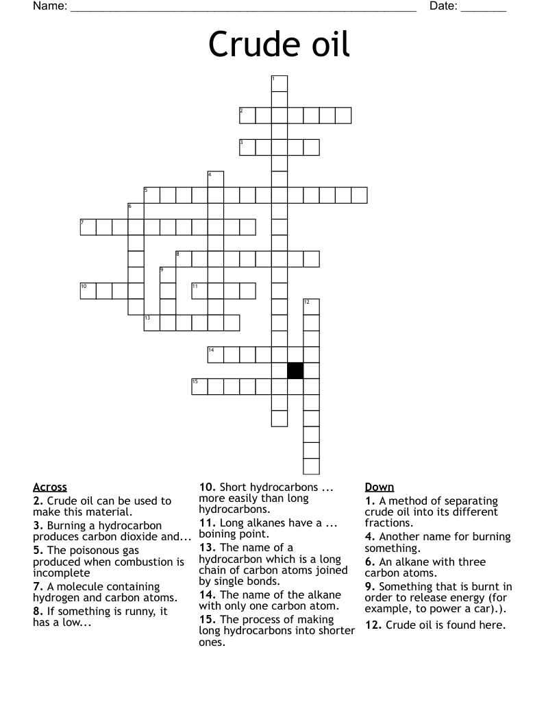 Crude oil Crossword