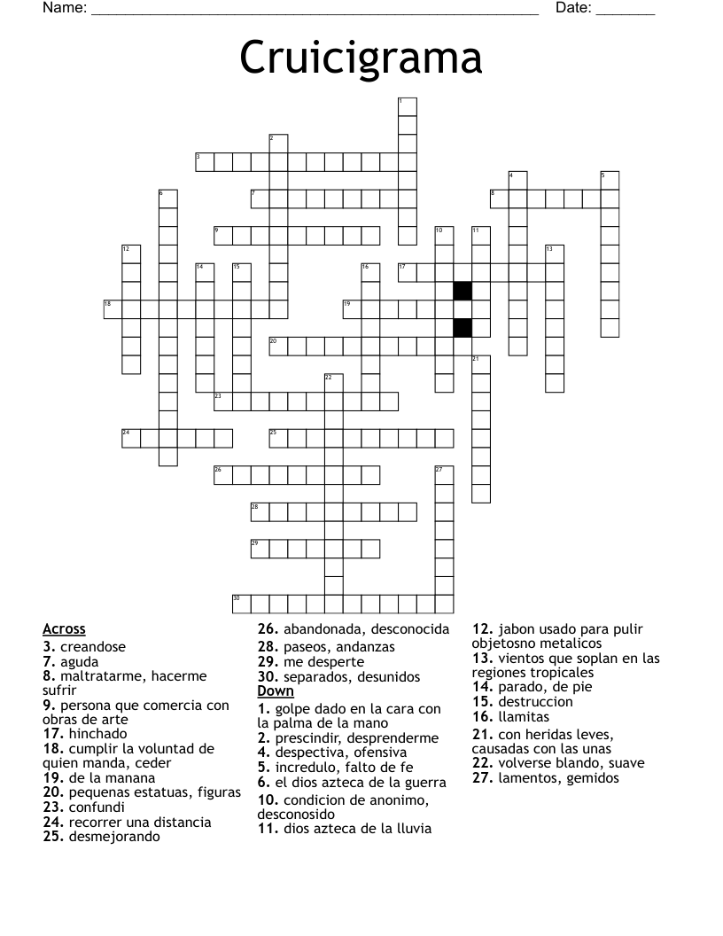 Cruicigrama  Crossword