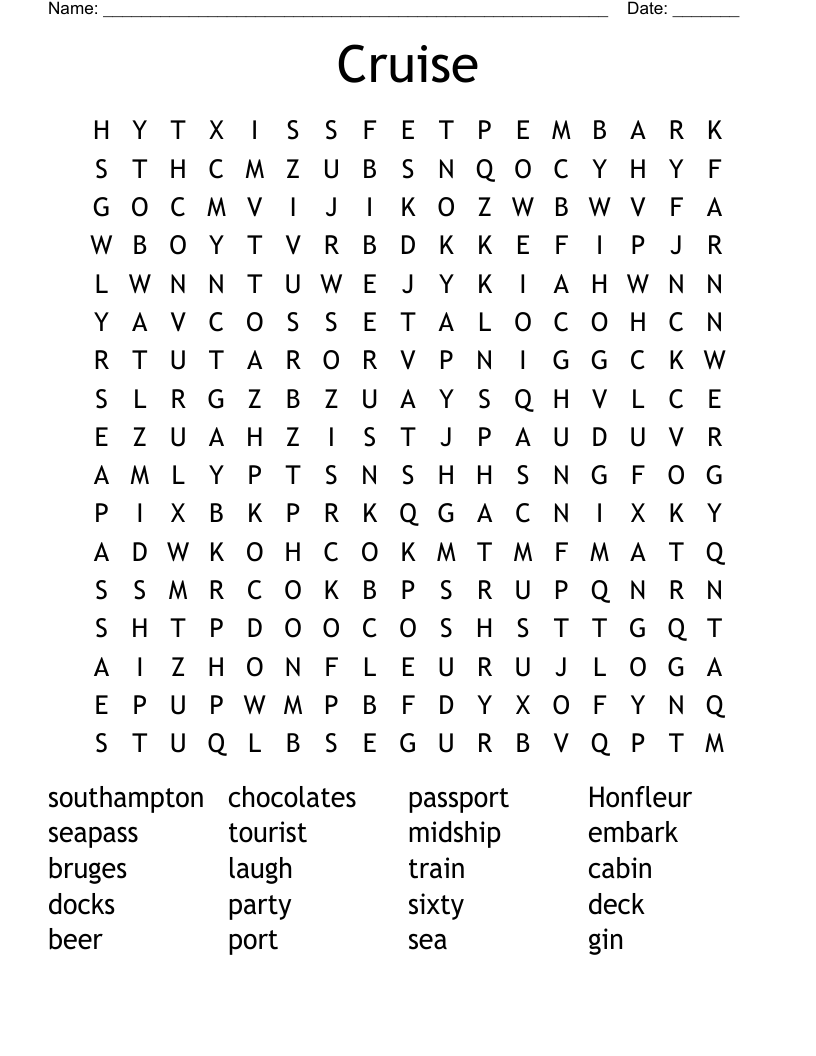 Cruise Word Search