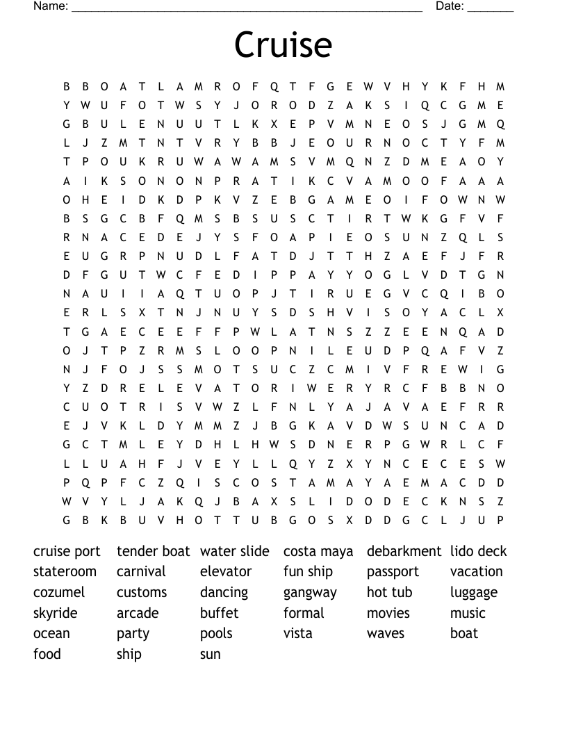 Cruise Word Search