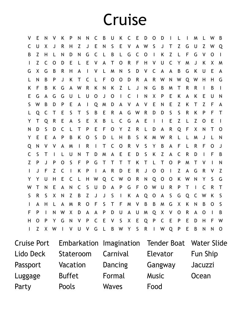 Cruise Word Search