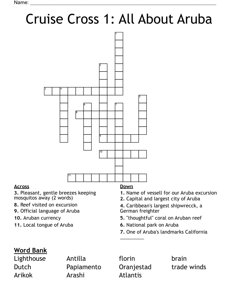 Cruise Cross 1: All About Aruba Crossword