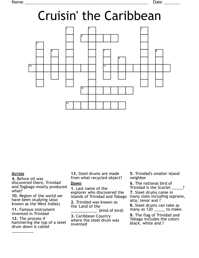 Cruisin' the Caribbean Crossword