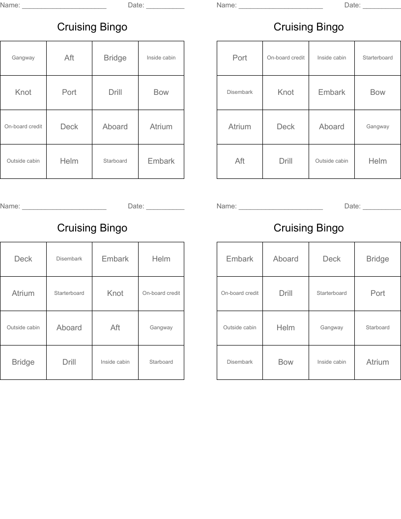 Cruising Bingo