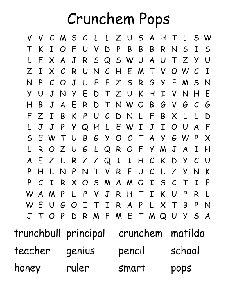 Crunchem Pops Word Search
