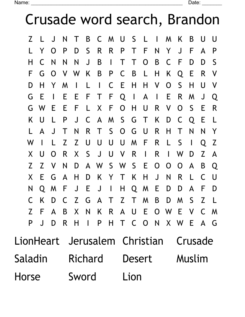Crusade word search, Brandon