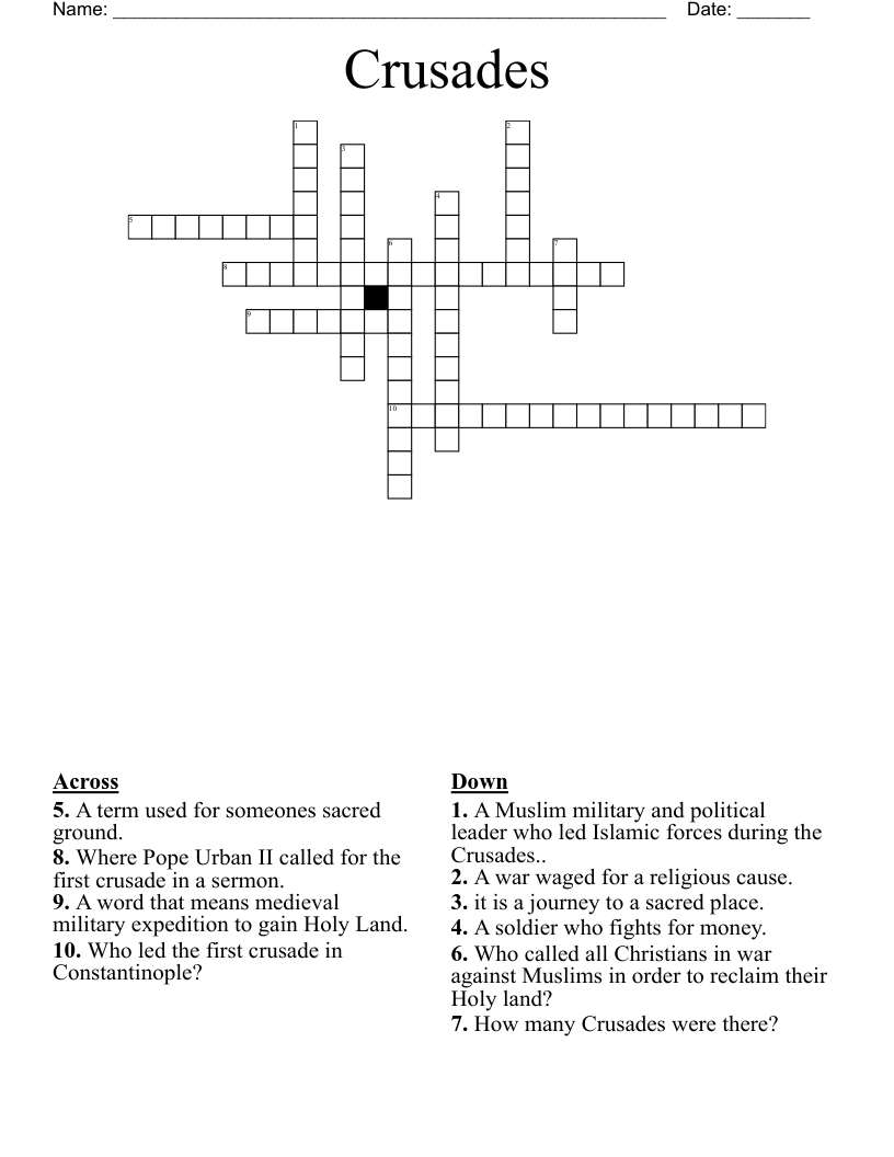 Crusades Crossword