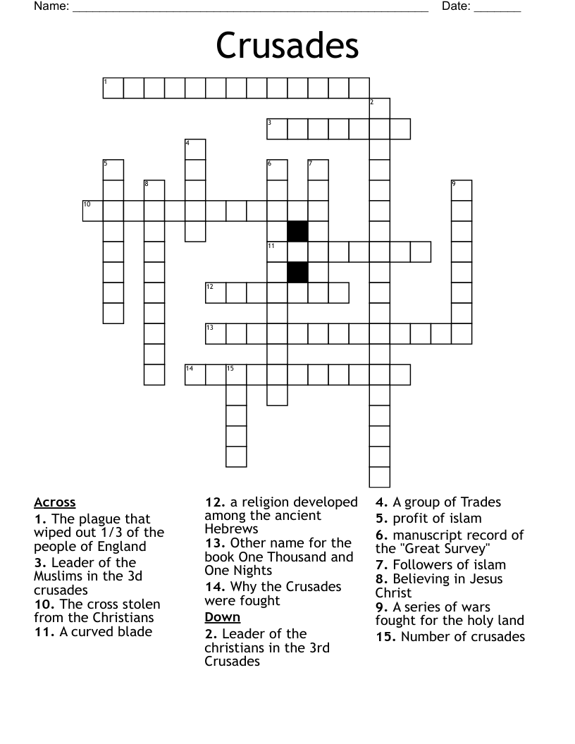 Crusades Crossword