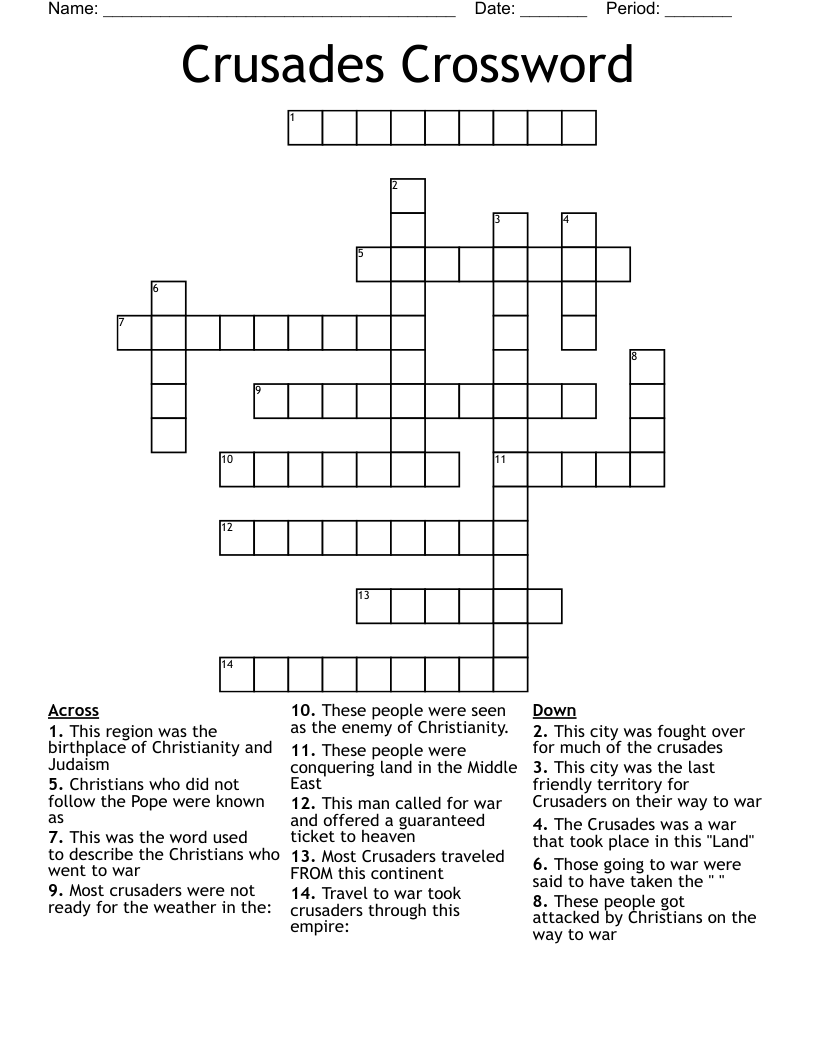 Crusades Crossword