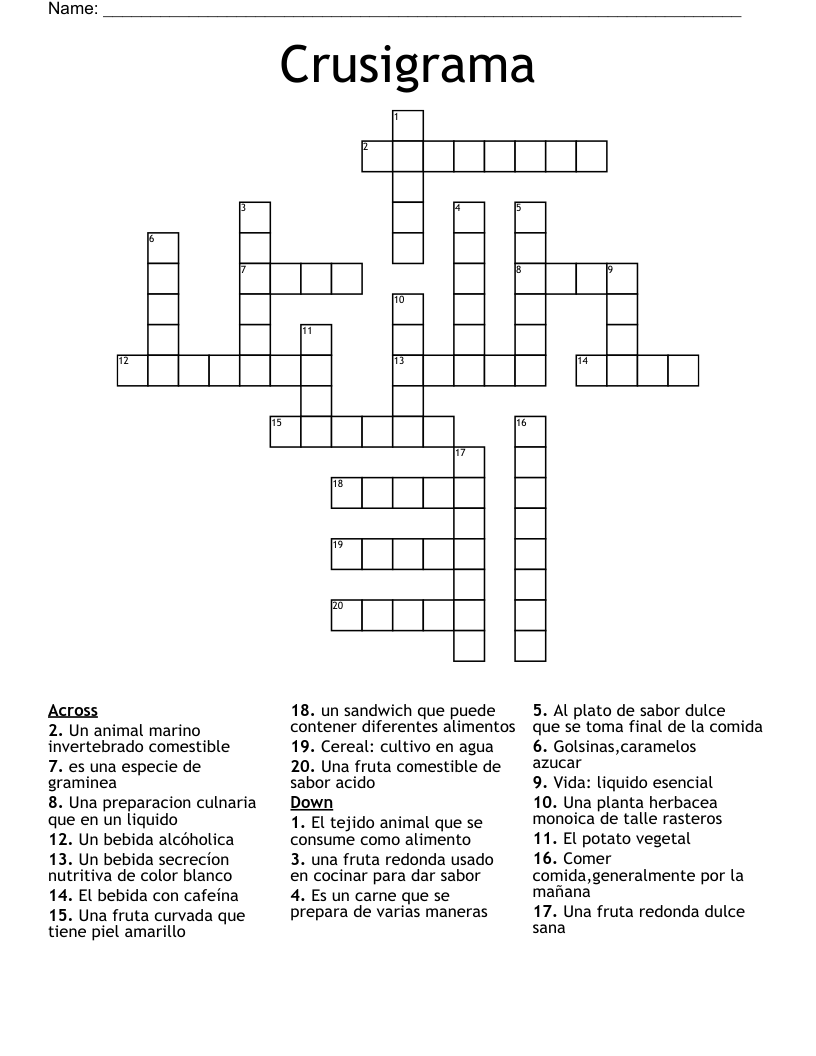 Crusigrama Crossword
