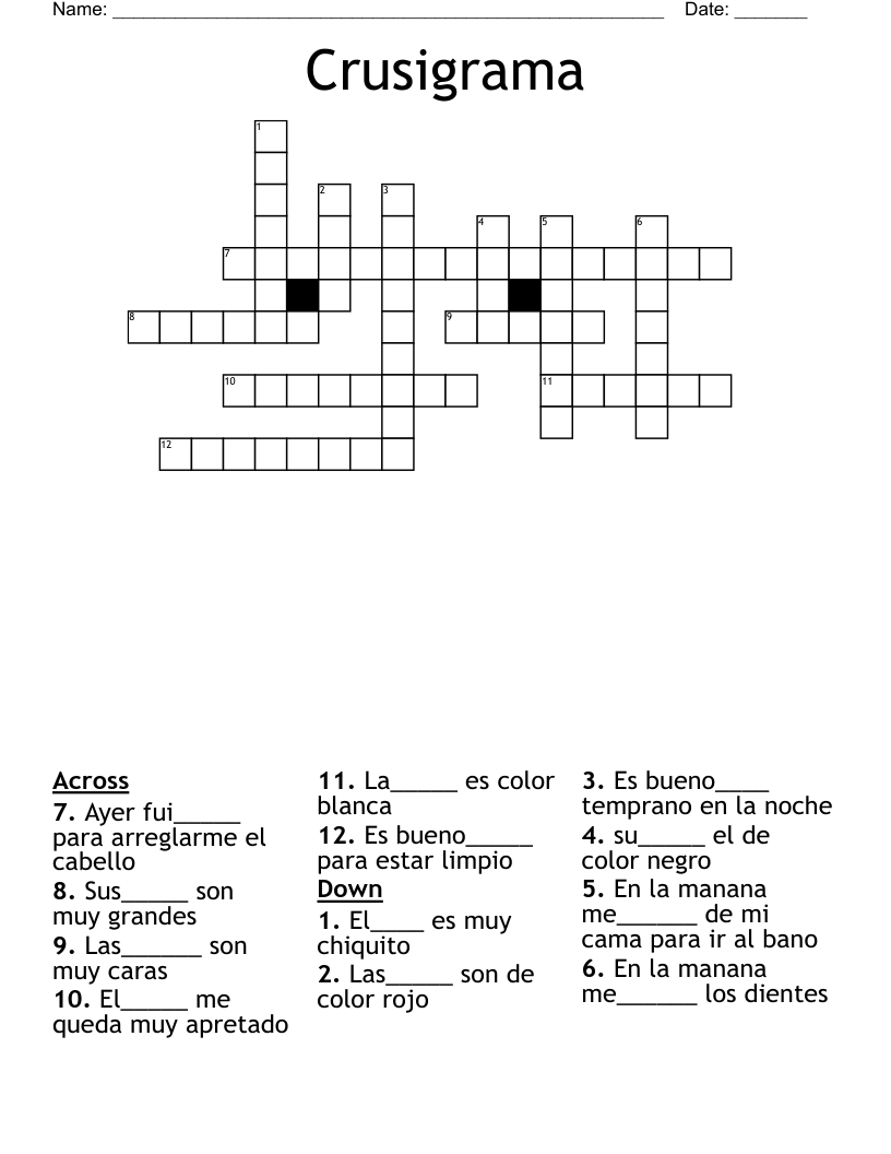 Crusigrama   Crossword