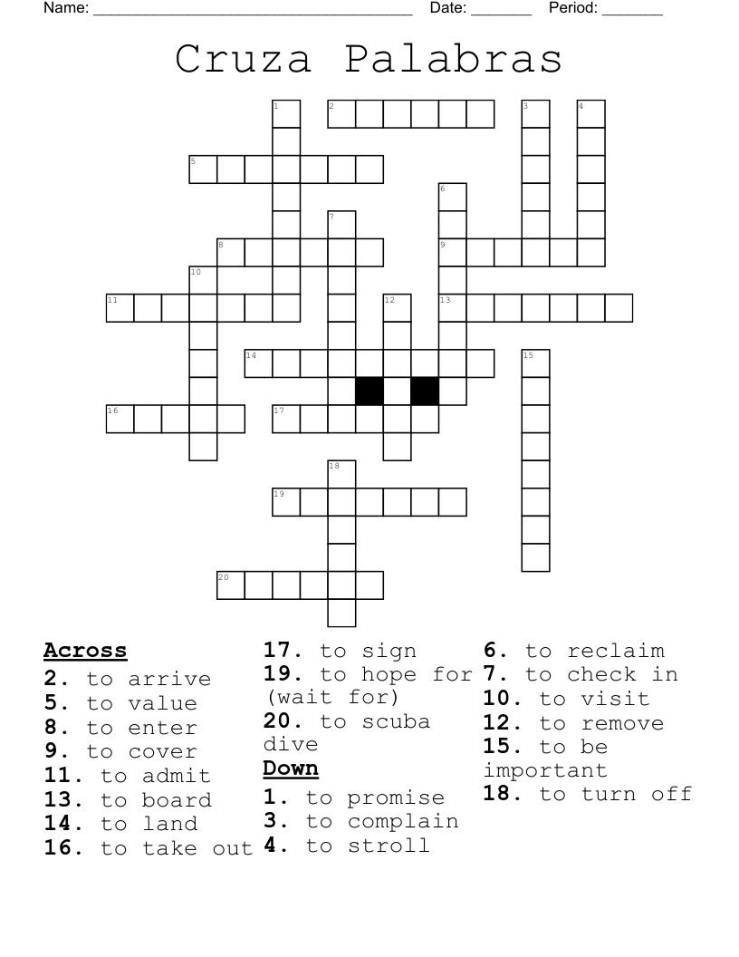 Cruza Palabras Crossword