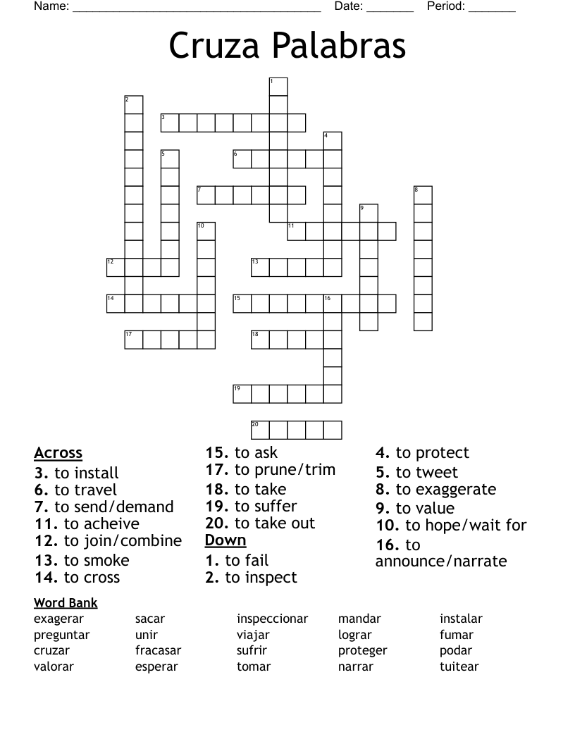 Cruza Palabras Crossword