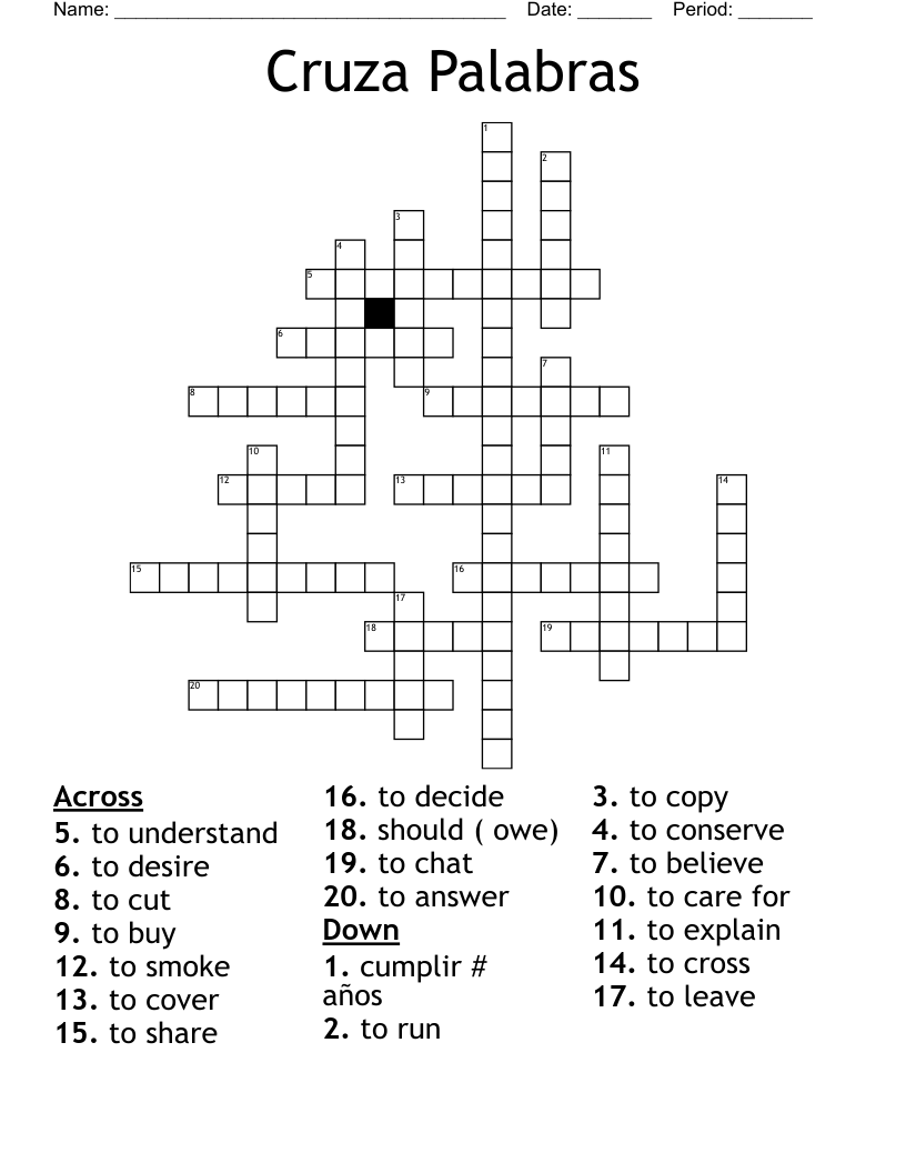 Cruza Palabras  Crossword