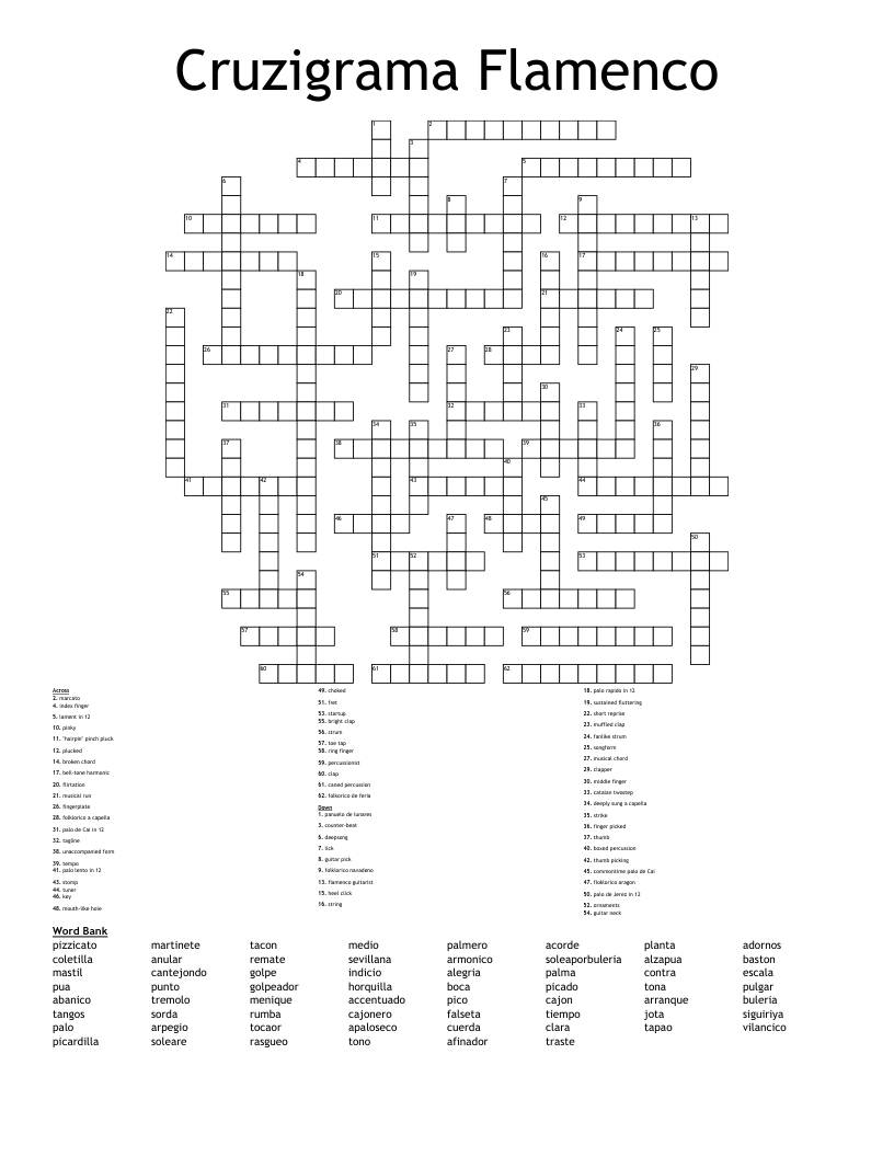 Cruzigrama Flamenco Crossword