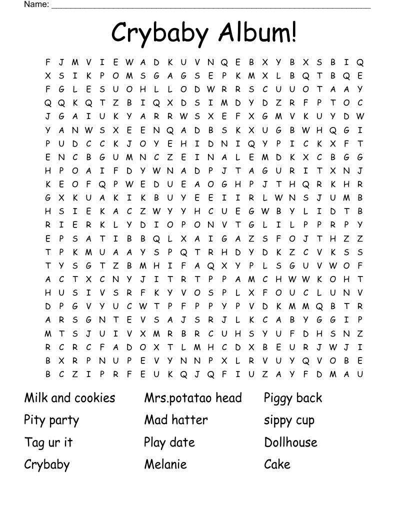Crybaby Album! Word Search