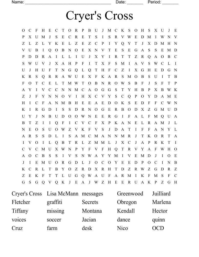 Cryer's Cross Word Search
