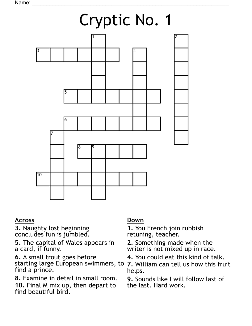 Cryptic No. 1 Crossword