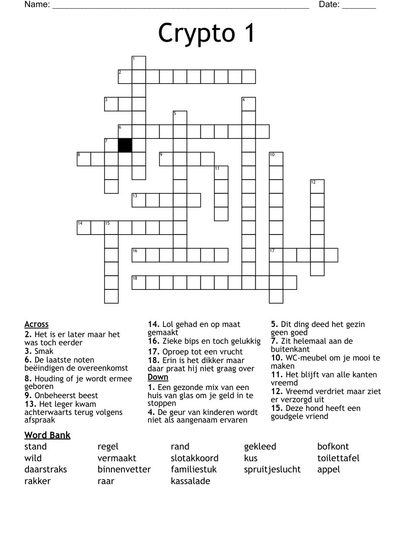 Crypto 1 Crossword