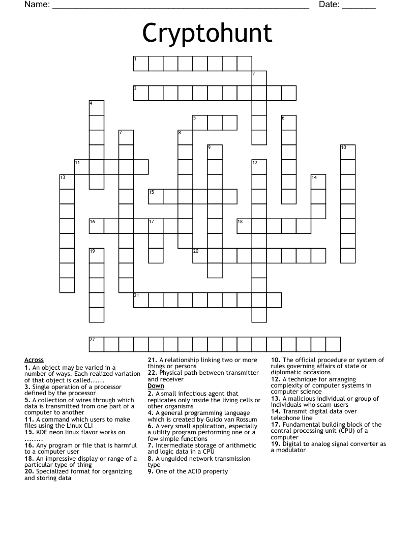 Cryptohunt Crossword