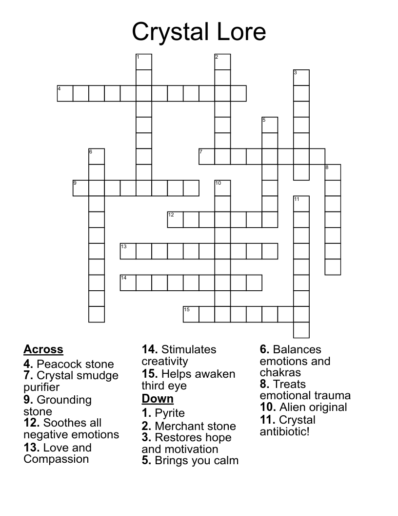 Crystal Lore Crossword