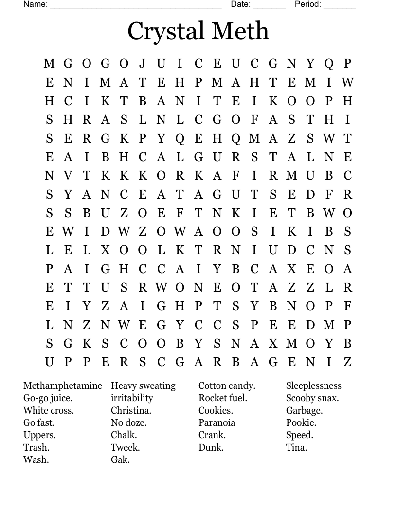 Crystal Meth Word Search