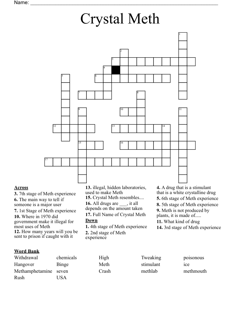 Crystal Meth Crossword