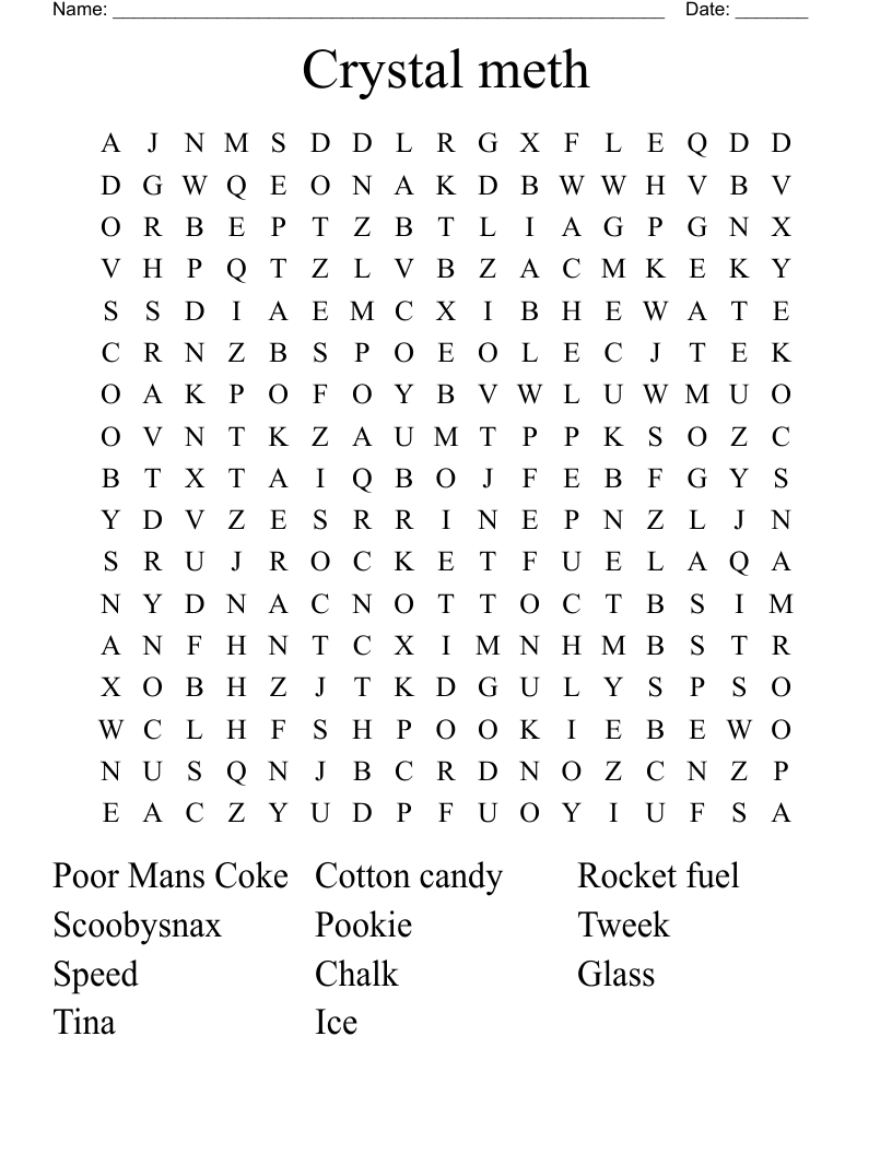 Crystal meth Word Search