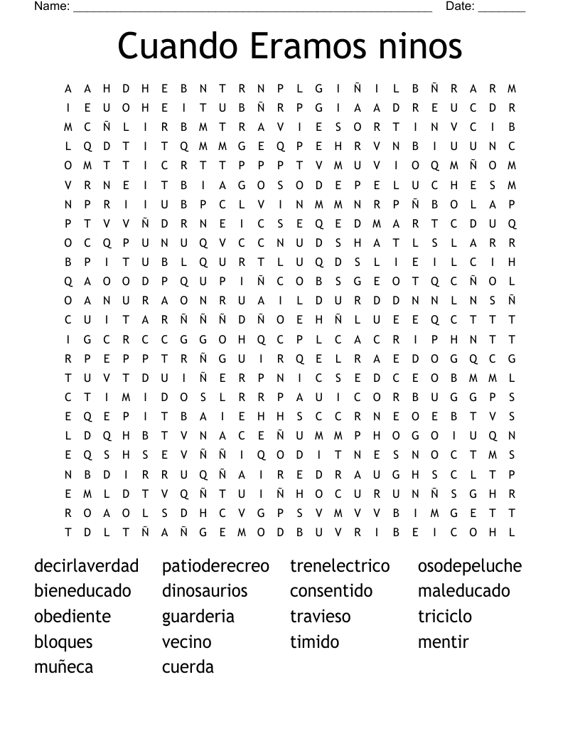 Cuando Eramos ninos  Word Search