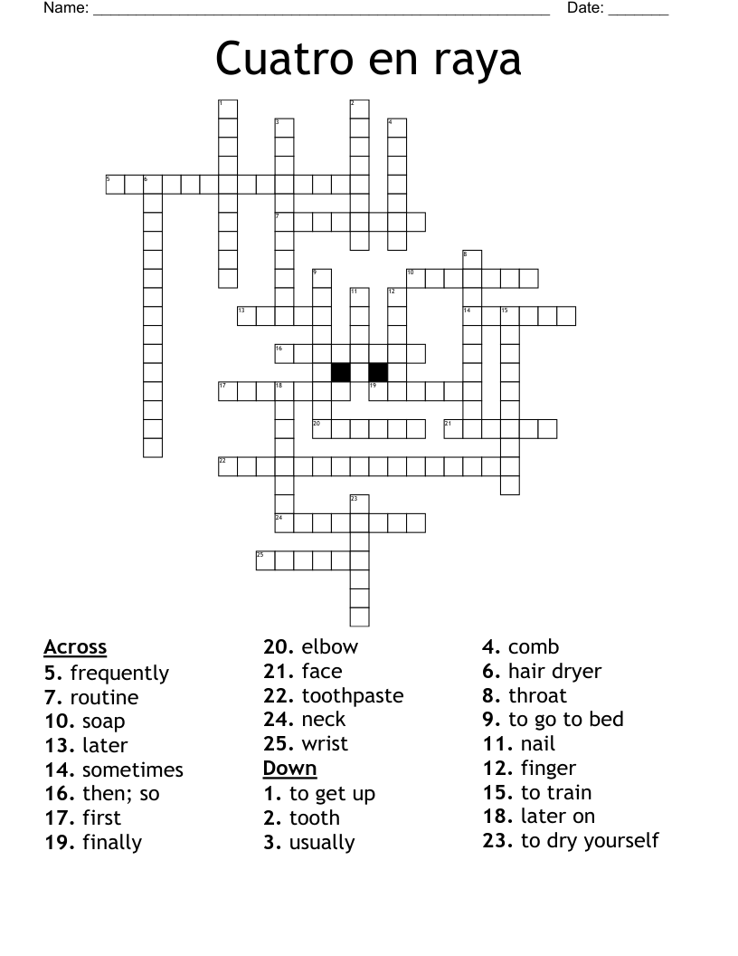 Cuatro en raya  Crossword