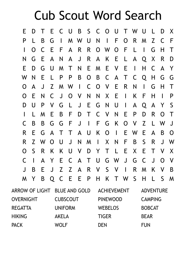 Cub Scout Word Search