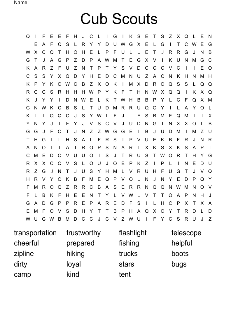 Cub Scouts Word Search