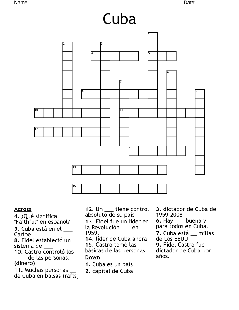 Cuba Crossword