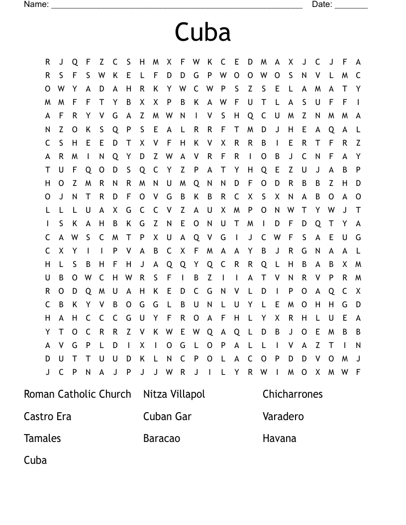 Cuba Word Search