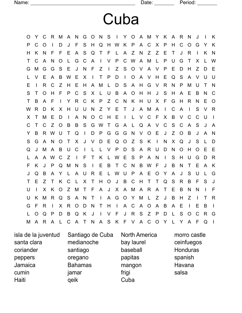 Cuba  Word Search