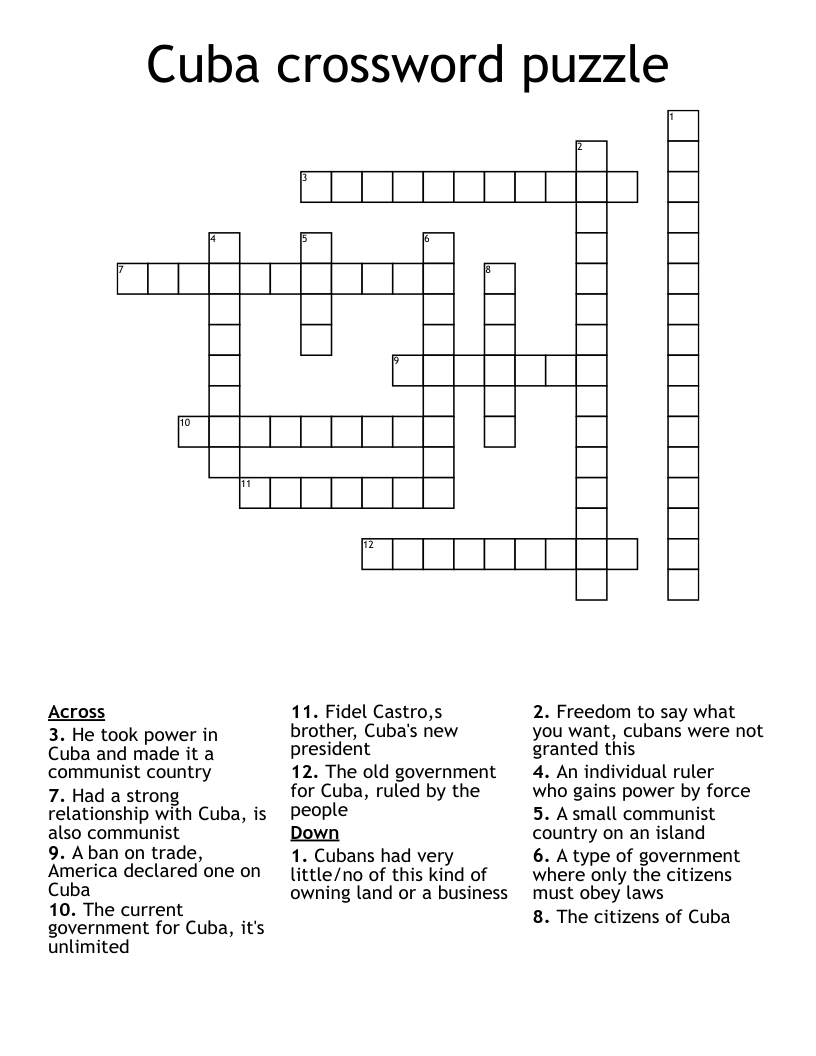 Cuba crossword puzzle