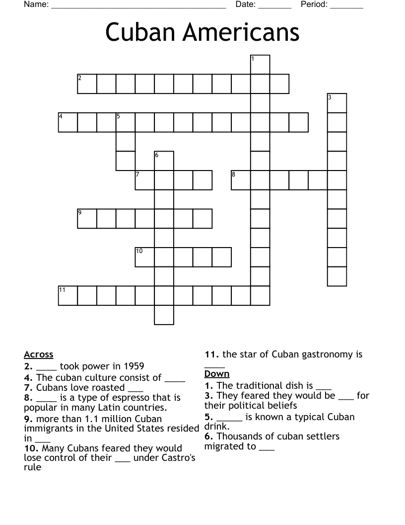 Cuban Americans Crossword