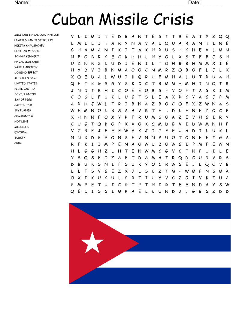 Cuban Missile Crisis Word Search