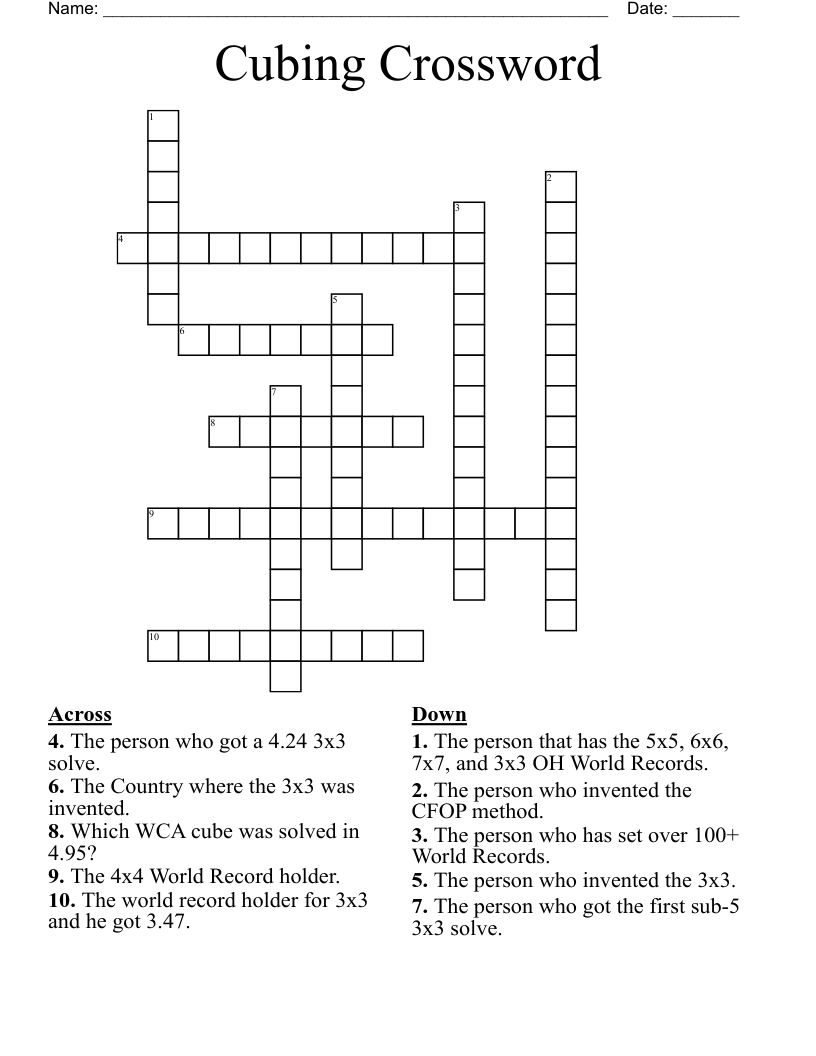 Cubing Crossword