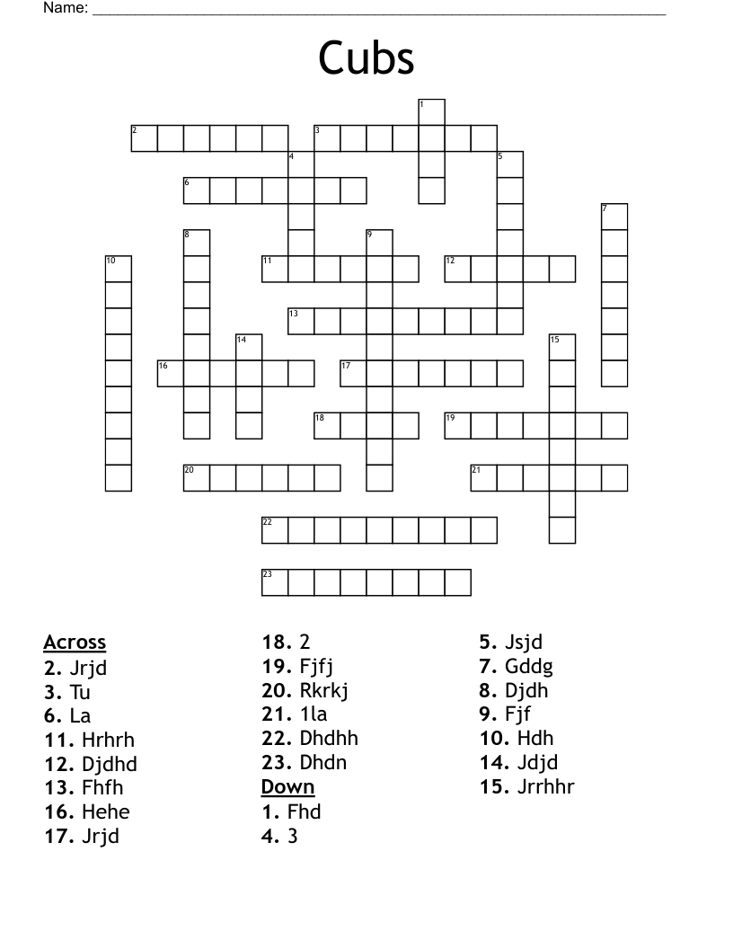 Cubs Crossword