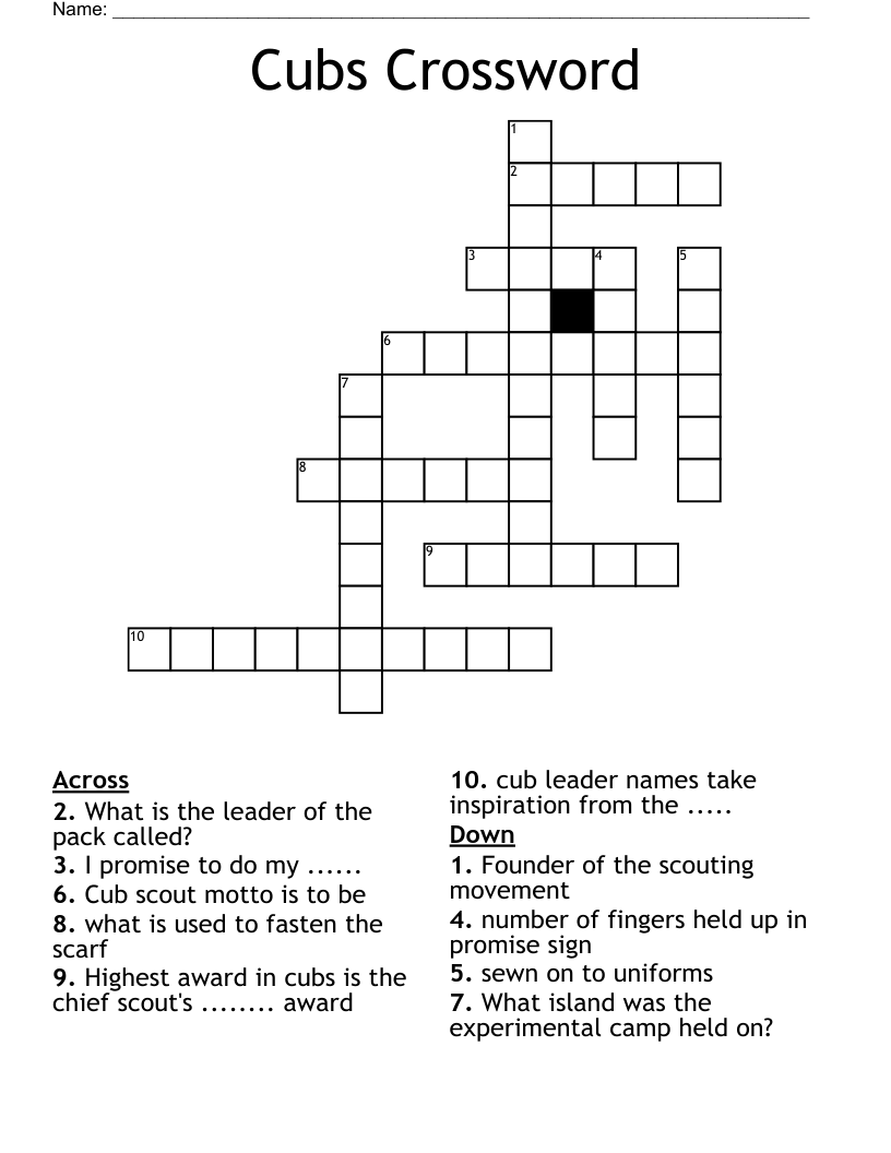 Cubs Crossword