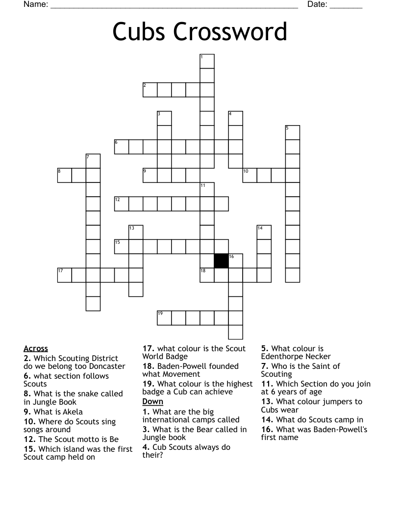 Cubs Crossword