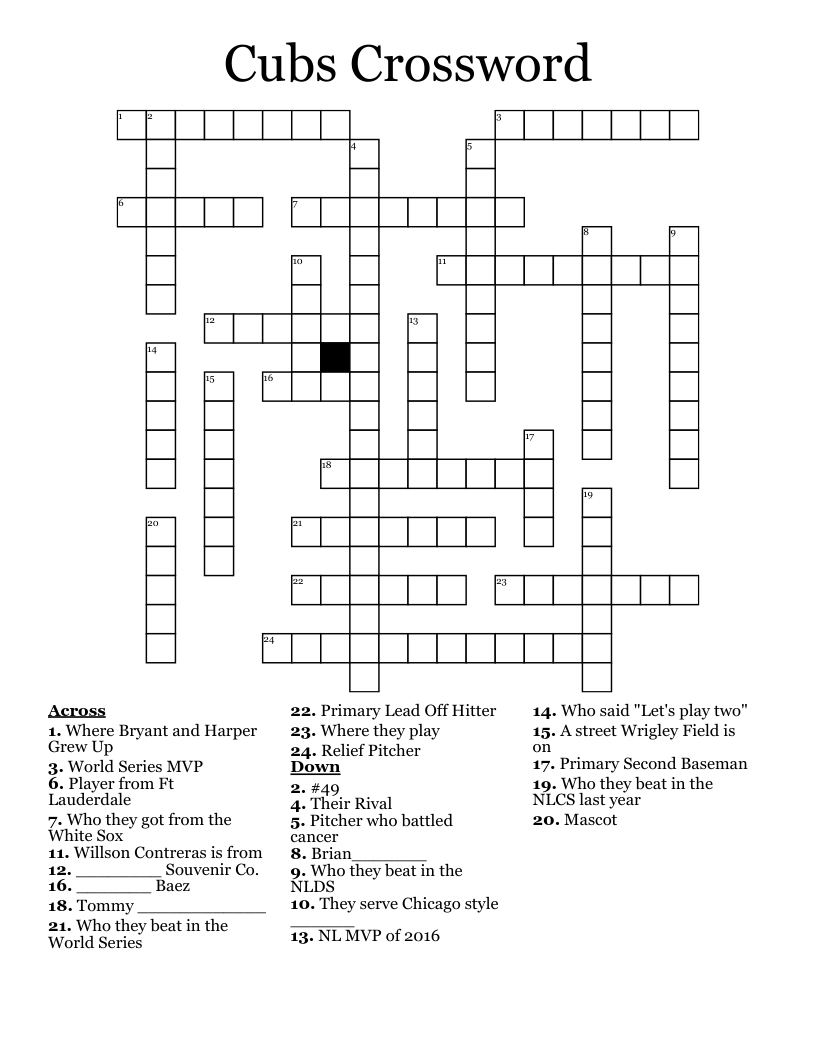 Cubs Crossword