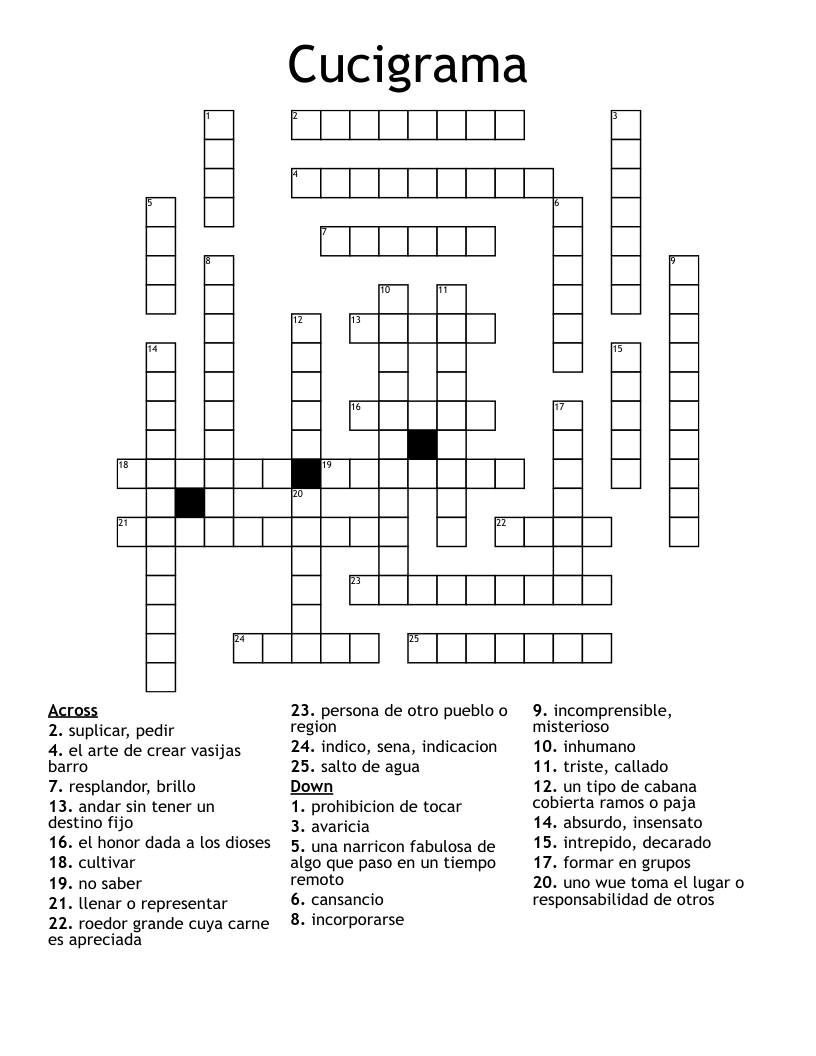 Cucigrama Crossword