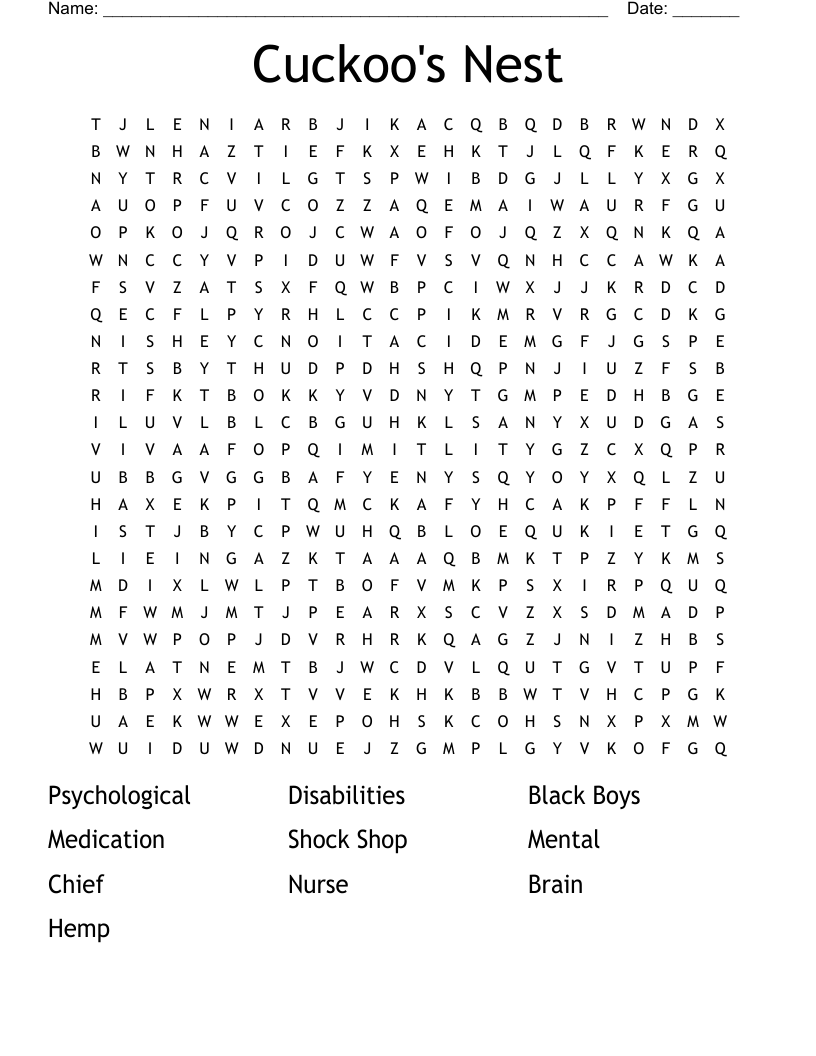 Cuckoo's Nest Word Search