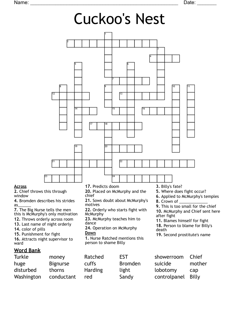 Cuckoo's Nest Crossword