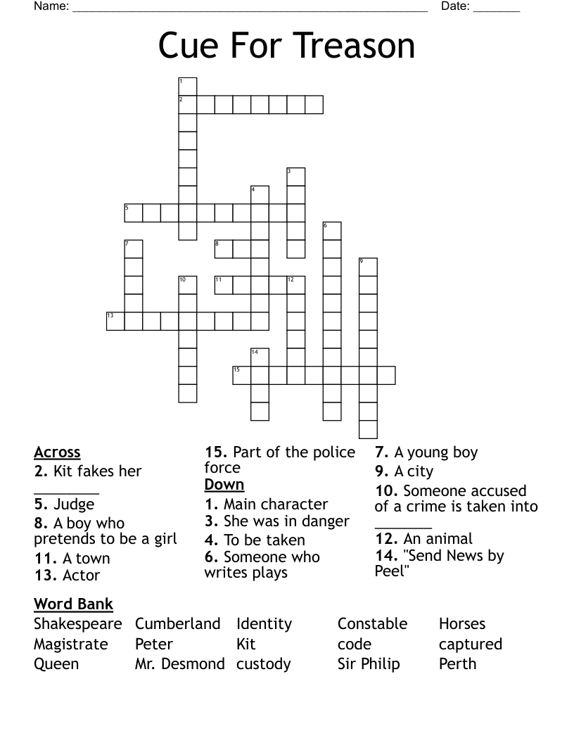 Cue For Treason Crossword