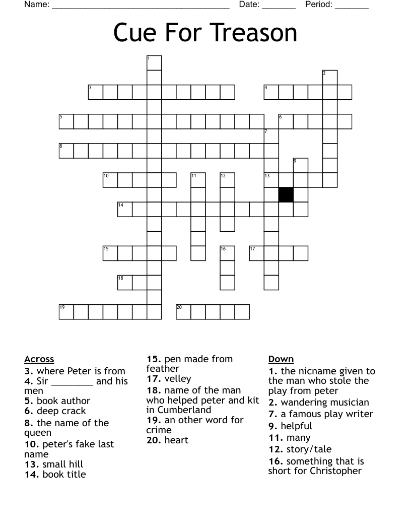 Cue For Treason Crossword