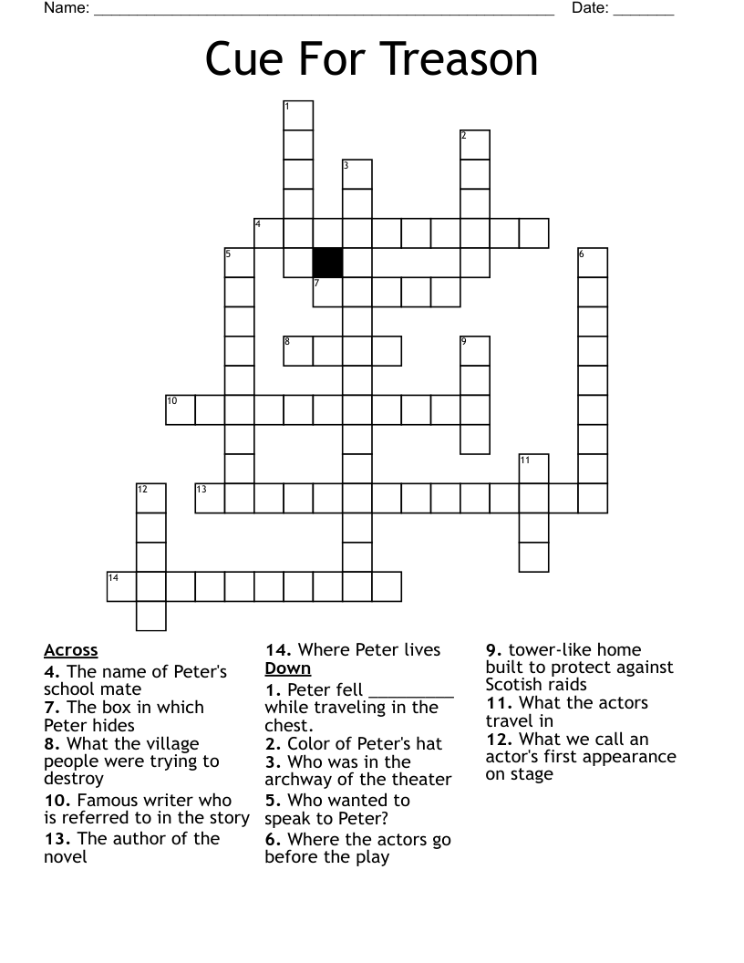Cue For Treason Crossword